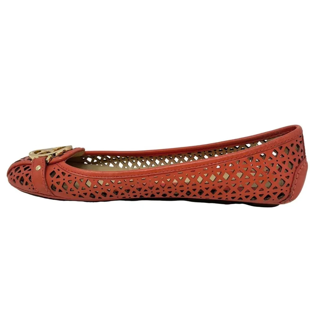 Michael‎ Kors Fulton Moc Sienna Orange Laser Cut Leather Size 7.5 M